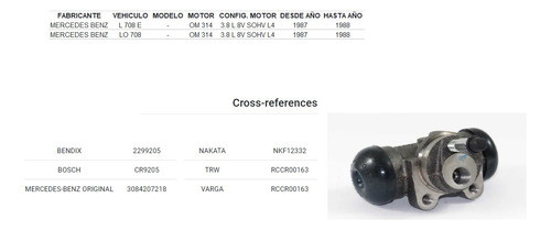 Cilindro Rueda Del/tras M-benz L708 Om314 23,81mm 1