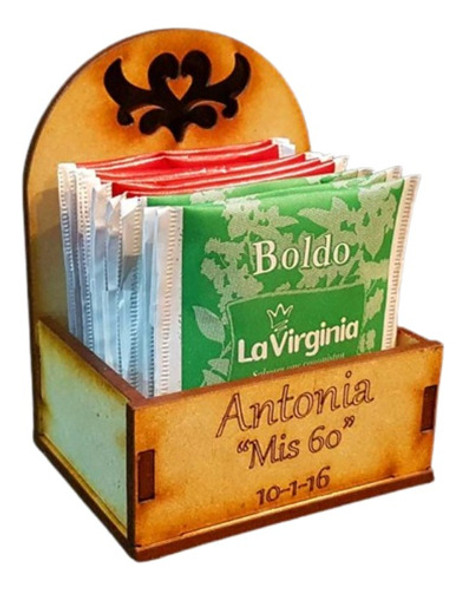 Combo Cajita Porta Saquitos De Te Fibrofacil Personalizada 0