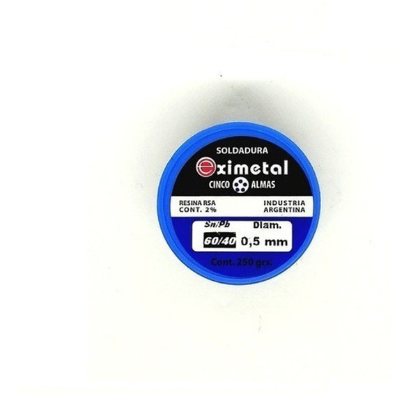 Estaño Electrónica Eximetal 60/40 0.5mm 250g Cinco Almas 1