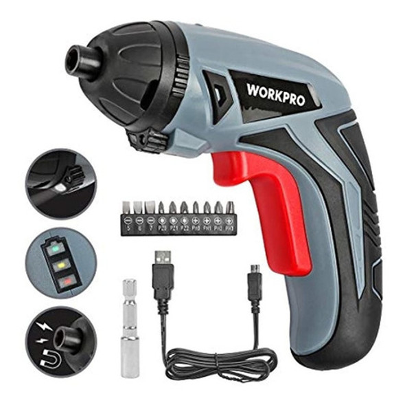 Destornillador Recargable Inalambrico Workpro, Alimentado P 0