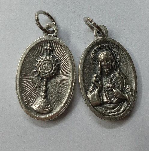 Medalla De La Eucaristía Y Sagrado Corazón De Jesús X 10 Uni 0