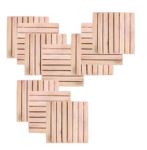 Kit 10 Deck Madeira Modular 35x35 Natural Área Int E Ext 0
