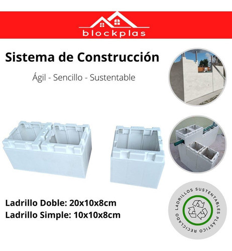 Ladrillo Plástico Reciclado Blanco Blockplas X Mts2 1