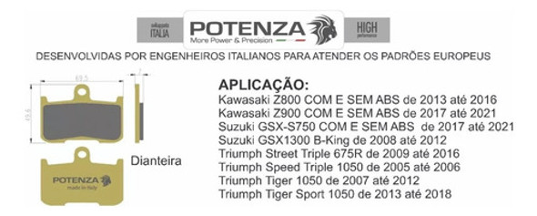 Kit Pastilha Freio Dianteiro Z800 Z900 Potenza Sinterizada 1