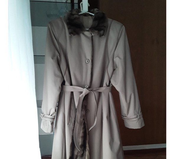 Piloto Dama Beige Con Cuello Y Borde  Simil Piel-- 0