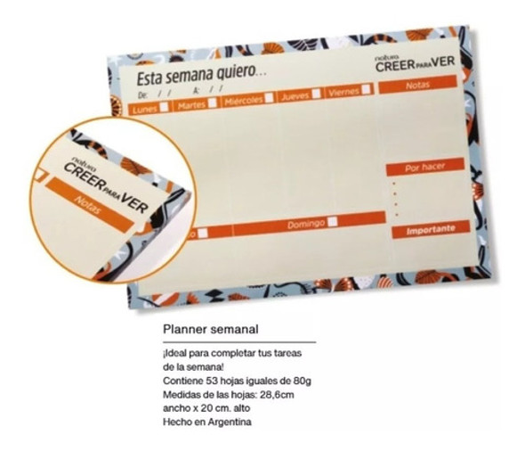 Planificador Organizador Semanal Creer Para Ver Natura  Lvdm 1
