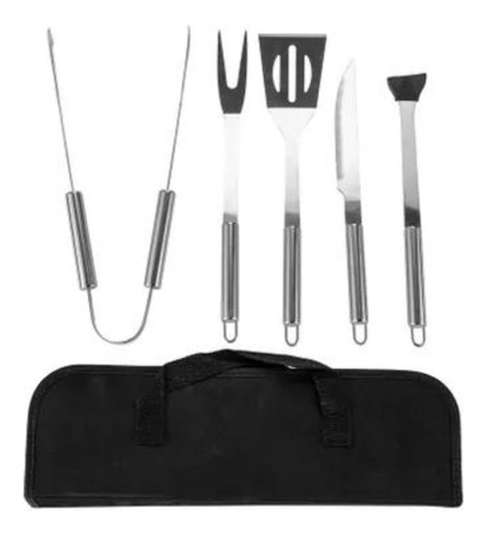 Set Parrillero 5 Piezas En Acero Inoxidable + Estuche 0