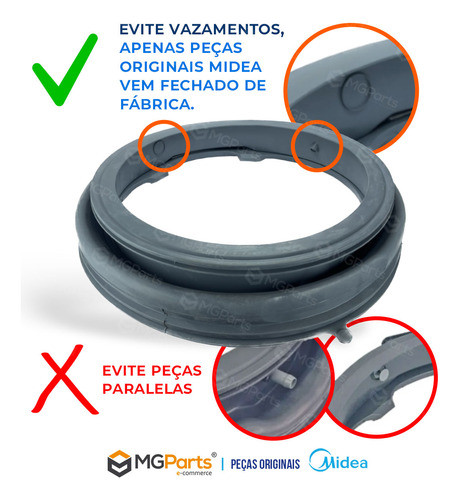 Guarnição Borracha Porta Lava E Seca Midea Storm Wash Lse10 1