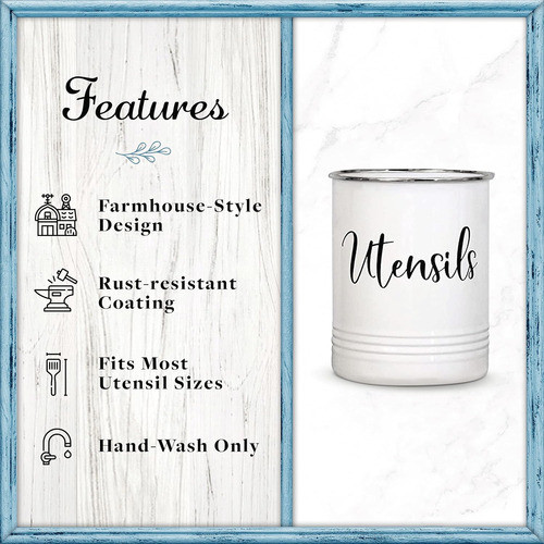 Organizador De Utensilios Vintage Acero Inoxidable Blanco 1