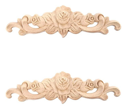 2 Apliques De Madera Tallados Largos De Onlay Para Manualid. 0