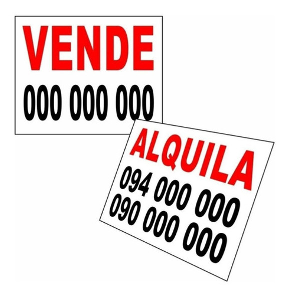 Cartel Cartonplast Vende - Alquila 1,00 X 0,50 Mts 0