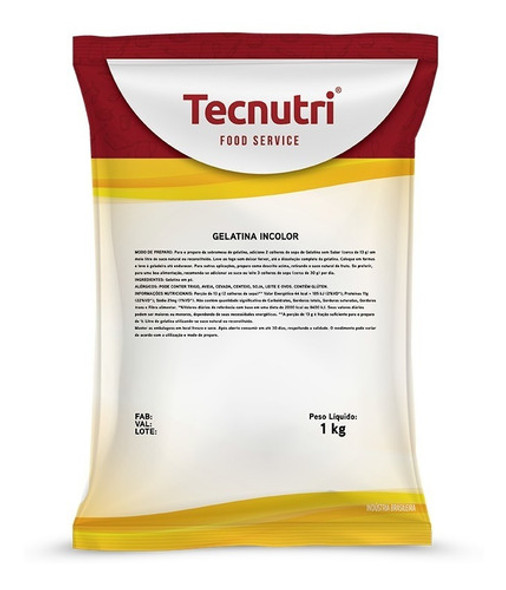 Gelatina Sem Sabor Tecnutri 5 Pacotes De 1 Kg 0