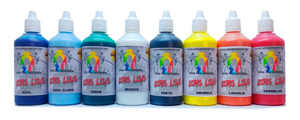 Kit De Tinta  Aerografo Automotiva Kit 8 Cores Foscas 0