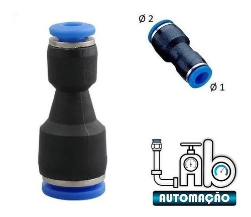 Conexão Pneumática União Emenda Com Redução 8 X 4 Mm-04 Pçs 1