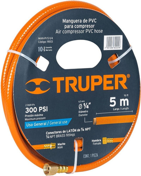 Manguera Para Compresor  1/4'' 5 Metros Truper Manpi5-1/4x 0
