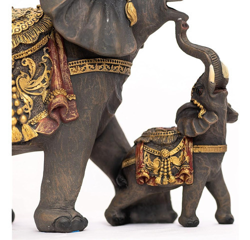 Dalax-mama Y Elefantes Bebés Estatua Figurillas Decoración D 1