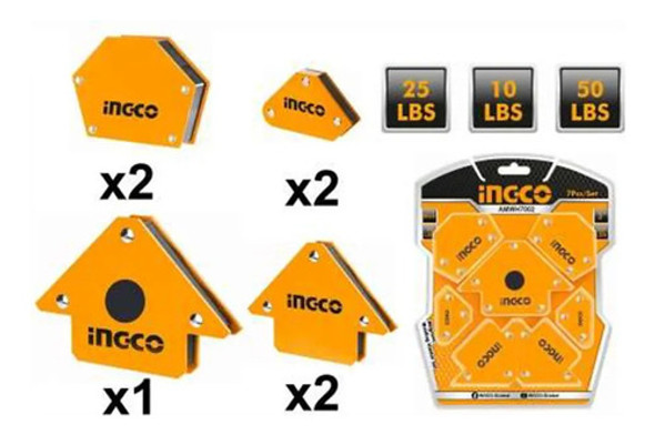 Set De 7 Escuadras Magneticas Ingco Amwh7002 1