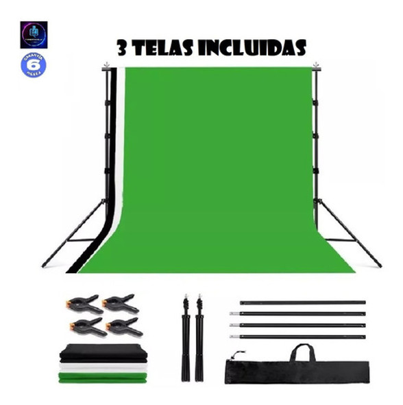 Portafondo Trípodes Soporte Fotografía 2x3mt + 3 Telas 3x3mt 1 Portafondo Trípodes Soporte Fotografía 2x3mt + 3 Telas 3x3mt 1
