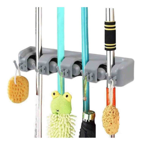 Soporte Escoba Organizador Gancho Colgador 4 Lugares 0