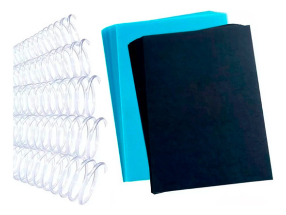 Kit Encadernação 200 Capas A4 + 200 Espirais Cristal 7, 9mm 0 Kit Encadernação 200 Capas A4 + 200 Espirais Cristal 7, 9mm 0