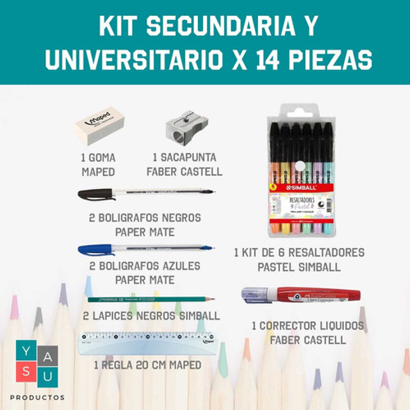 Kit Escolar Universitario Set De Utiles Combo Libreria 1