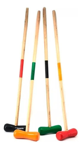 Juego Croquet Madera Pintada  Arcos Estacas 78cm Art Fd23cr 1