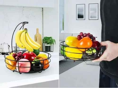 Cesta Frutero 2 Niveles Y Percha Para Banana 38 Cm De Alto 1