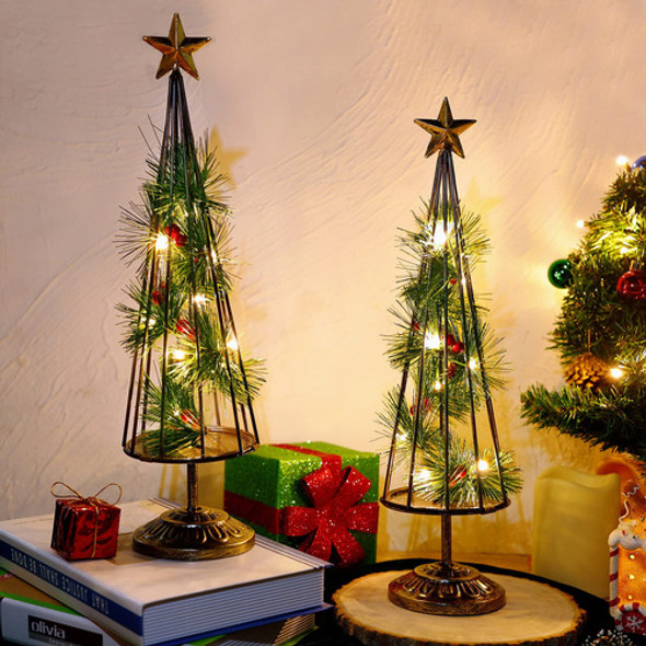 Glintoper Decoraciones De Mesa De Navidad, Paquete De 2 Arbo 1