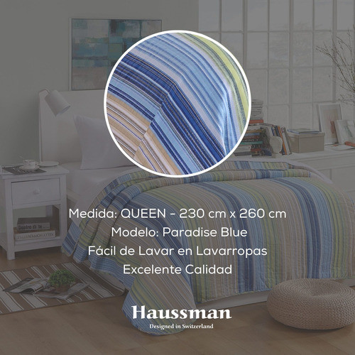 Cubrecamas Queen Azul Quilt Cover 2 Plazas Funda Rollerhoy 1