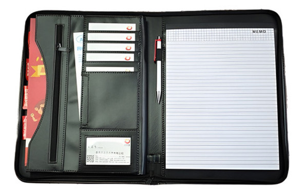 A4 Piel Carpeta Escritura Caso Pad Documento Almacenamiento 0