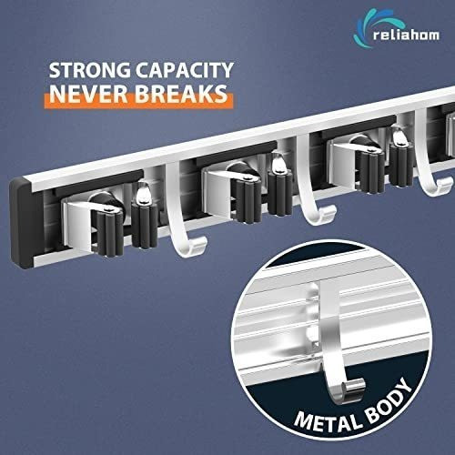 Soporte Organizador Para Escobas, 5 Bastidores - Negro. 1