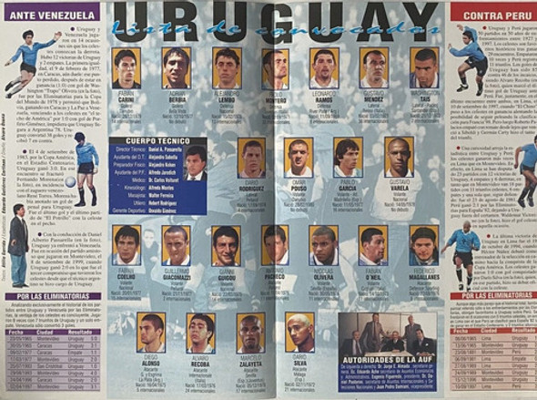 Folleto Del Partidos Uruguay Vs Venezuela Perú, 2000, Ez2c1 1 Folleto Del Partidos Uruguay Vs Venezuela Perú, 2000, Ez2c1 1