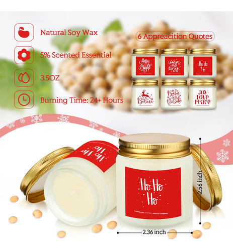 Fumete Juego De 6 Velas Perfumadas De Navidad, Velas Naviden 1