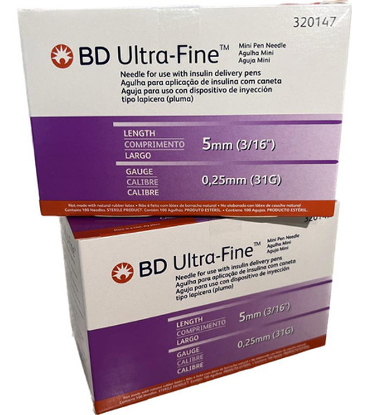 Aguja Ultra Fine 31g X 5 Mm 3/16  Para Pen X 100 Unidades 0