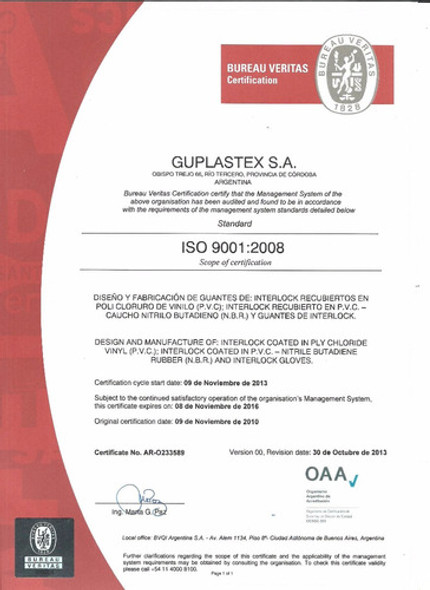 Guante Pvc 25 Cm Baño Completo Puño Elastiz. - Certificado 1