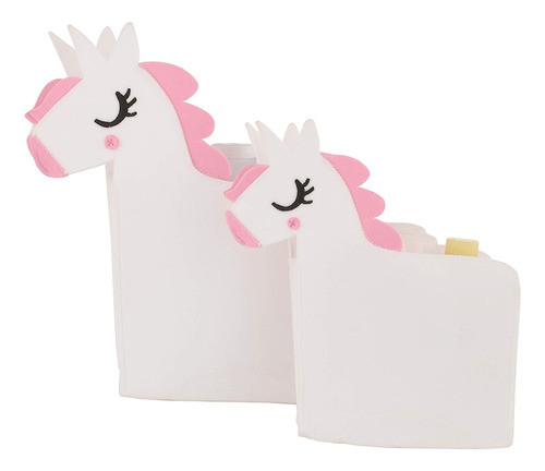 Nojo White Felt Unicorn Shaped 2piece Nursery Storage Caddy 1