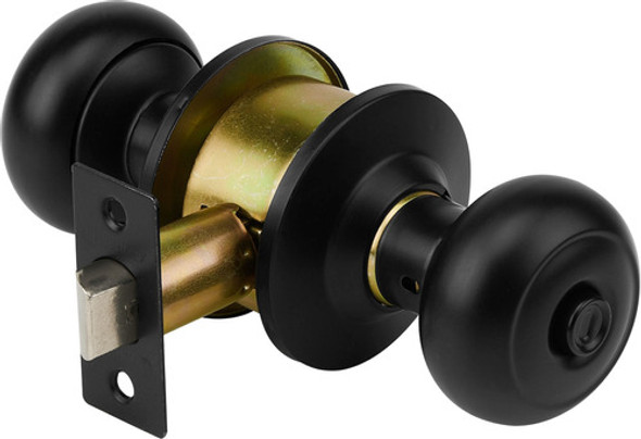Cerradura De Pomo Oval Con Botón Negro Puerta De Baño Hermex 0