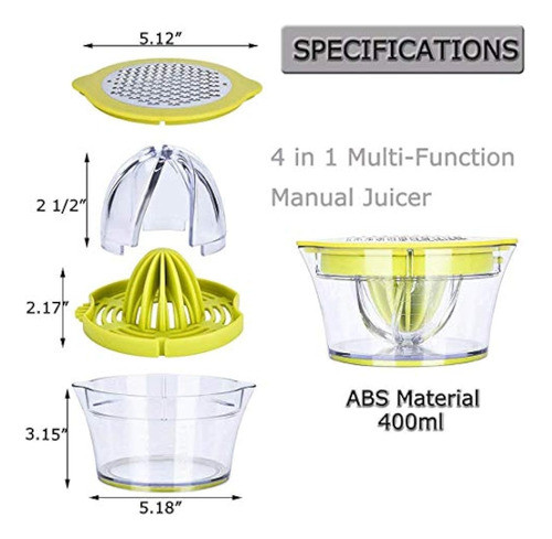 Drizom Exprimidor Manual De Limón Y Naranja Con 1