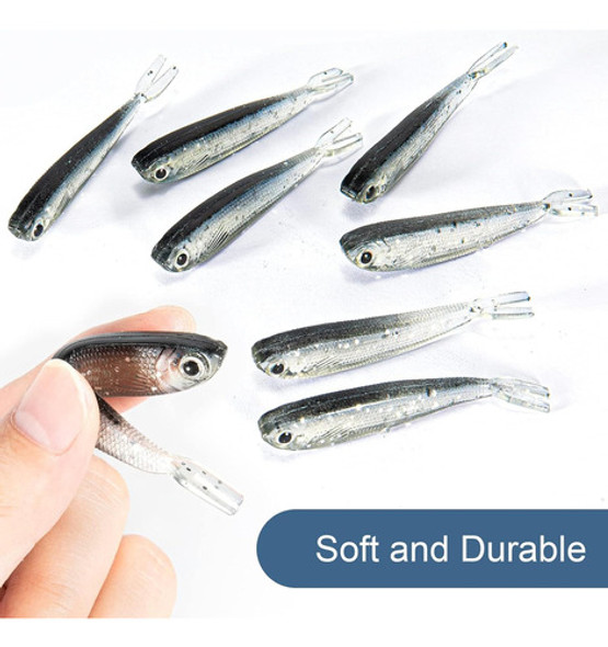 Señuelos Pesca Plástico Suave Cola De Pez Set De 50 Unidades 1