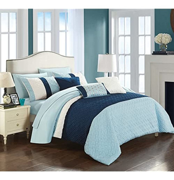 ~? Chic Home Osnat Juego De Edredón De 10 Piezas Color Block 1 ~? Chic Home Osnat Juego De Edredón De 10 Piezas Color Block 1