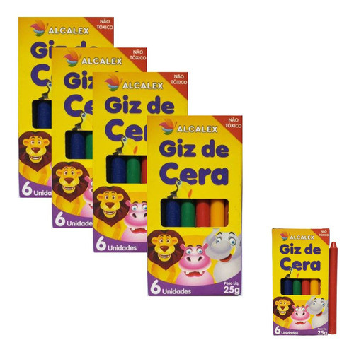 50 Cxs Pequenas Giz De Cera 6 Cores Doações Atacado Barato 0