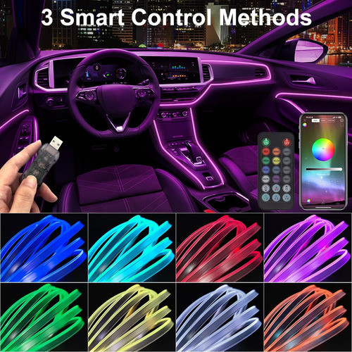 Luces Led Interior Auto Control App Fibra Óptica Modo Música 1