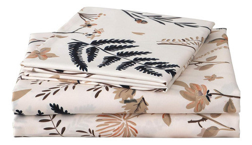 Sábanas Queen Florales Suaves De Microfibra, 38 Cm, 4 Piezas 0