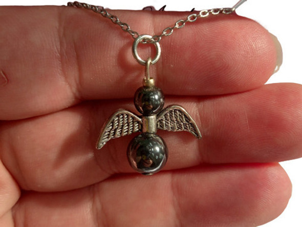 Collar Angel Con Piedra Hematite 0 Collar Angel Con Piedra Hematite 0