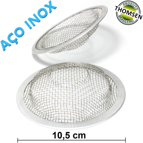 03 Ralo Pia Cozinha Grande Industr Inox 4 1/2 Ralinho 10,5cm 1