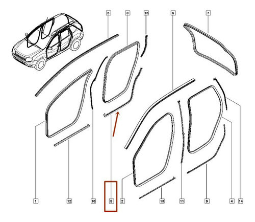 Burlete Inferior Trasero Izquierda Renault Duster Original 1