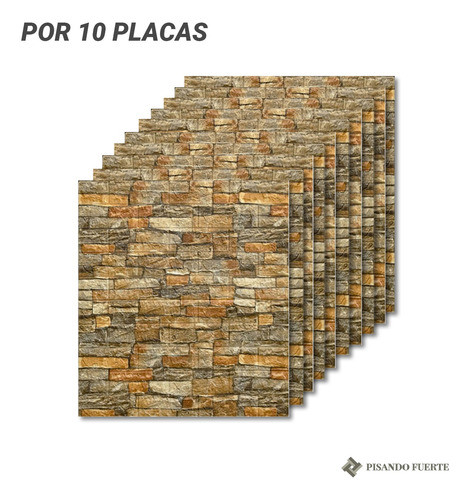 Placa Pared Autoadhesiva Pack 10u Diseño Piedra Rustica 051a 1