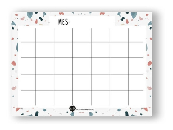 Planificador Mensual A4 Papel Terrazo 0