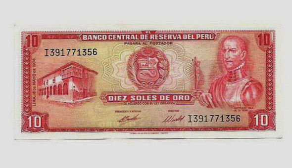 Fk Billete Peru 10 Soles De Oro 1976 F E Sin Circular. 0 Fk Billete Peru 10 Soles De Oro 1976 F E Sin Circular. 0