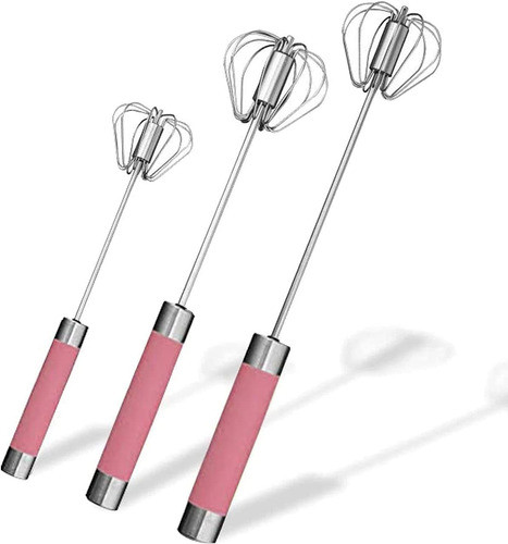 Batidor De Mano Semiautomatico Espumador Mezclador -3u. Rosa 0